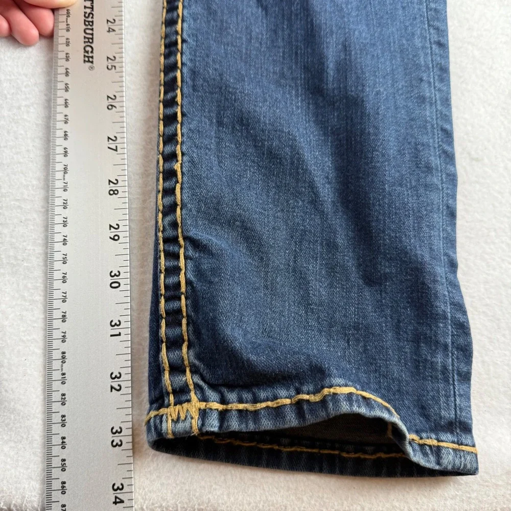 True Religion Rocco Relaxed‎ Skinny Jeans Dark Wash Gold Super T Stitch Mens 36